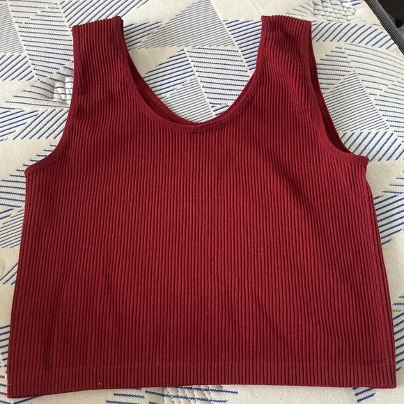 Unworn Ribbed Burgundy Tank Top - Picture 3 of 3